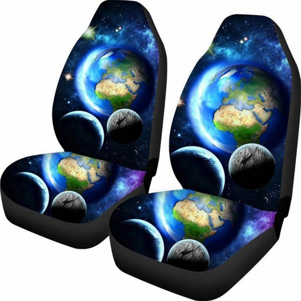 1/2PCS Universe Print Car Auto Front Seat Cover Protector Universal Fit For SUV