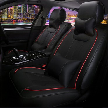 13PCS PU Leather Car Seat Cover Full Set Front Rear with Pillow Waist Cushion Universal for 5-Seats