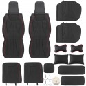 13PCS PU Leather Car Seat Cover Full Set Front Rear with Pillow Waist Cushion Universal for 5-Seats