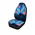 1/6 PCS Car Seat Covers Full Set Butterfly Leather Universal Steering Wheel Cover