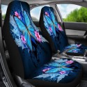 1/6 PCS Car Seat Covers Full Set Butterfly Leather Universal Steering Wheel Cover