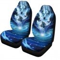 1/7 PCS Universal Car Seat Cover Starry Sky Wolf Design Full Seat Protect