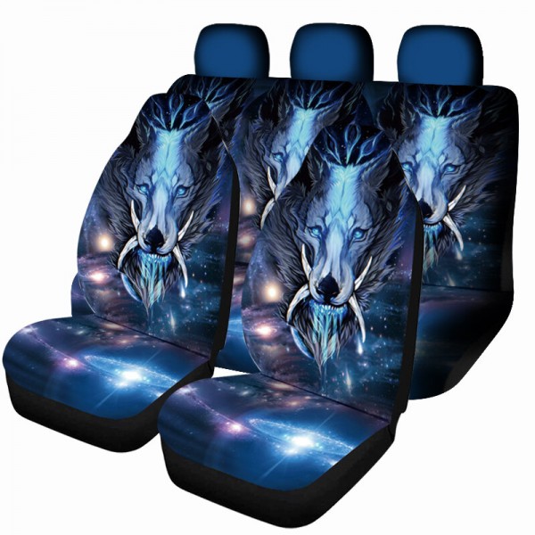 1/7 PCS Universal Car Seat Covers Starry Sky Lion Design Front Seat Full Cover