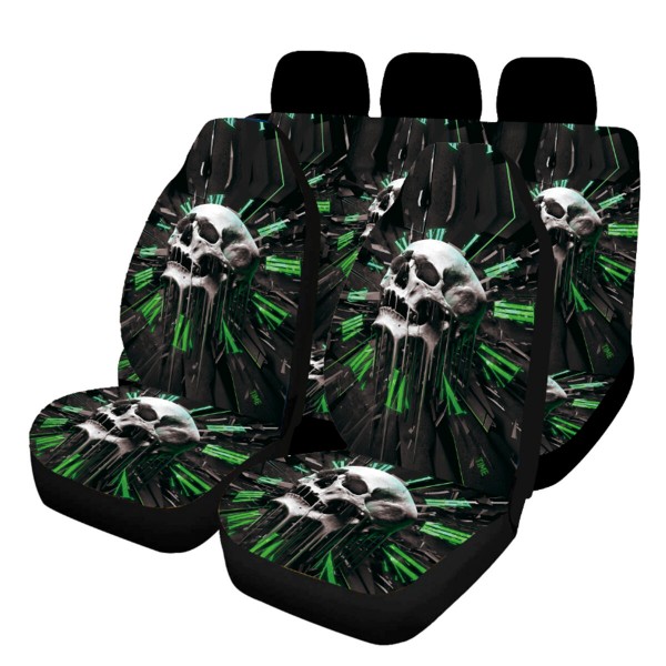 1/7 PCS Universal Skull Car Seat Covers Front & Rear Seat Protectors