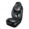 1/7PCS Universal Car Seat Cover Black & White Wolf Design Front & Rear Seat Full Protect