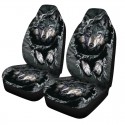 1/7PCS Universal Car Seat Cover Black & White Wolf Design Front & Rear Seat Full Protect