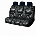 1/7PCS Universal Car Seat Cover Black & White Wolf Design Front & Rear Seat Full Protect