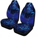 1/7PCS Universal Car Seat Cover Blue Leopard Design Front & Rear Seat Full Protect
