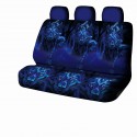 1/7PCS Universal Car Seat Cover Blue Leopard Design Front & Rear Seat Full Protect