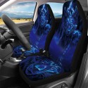 1/7PCS Universal Car Seat Cover Blue Leopard Design Front & Rear Seat Full Protect