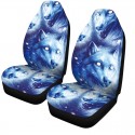 1/7PCS Universal Car Seat Cover Wolf Blue & White Design Front Seat Full Protect