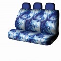 1/7PCS Universal Car Seat Cover Wolf Blue & White Design Front Seat Full Protect