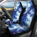 1/7PCS Universal Car Seat Cover Wolf Blue & White Design Front Seat Full Protect