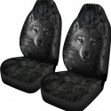 1/7PCS Universal Car Seat Covers Grey Wolf Design Front & Rear Seat Full Covers