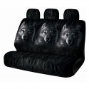 1/7PCS Universal Car Seat Covers Grey Wolf Design Front & Rear Seat Full Covers