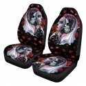 1/7Pcs Universal Car Seat Covers Funky Flag Skull Design Front Seat Full Cover