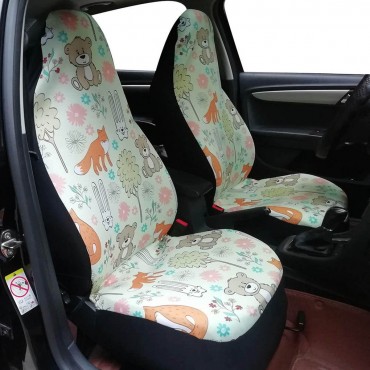 2PCS Universal Car Seat Cover Set For Galaxy Printed Fabric Front Seat Cover