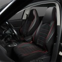 2PCS Universal PU Leather Car Front Seat Cushion Cover Non-slip Protector Mat Black