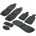 7PCS PU Leather Car Seat Cushion Cover Protector Set for 5 Seat Cars Black White Universal