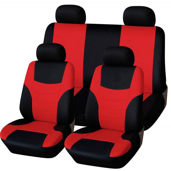 8Pcs Polyester Fabric Car Full Seat Cover Cushion Protector Set Front Rear 4 Heads Universal