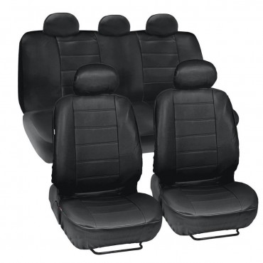9pcs PU Leather Car SUV Seat Cover Front Rear Full Set Cushion Protector 5 Seats