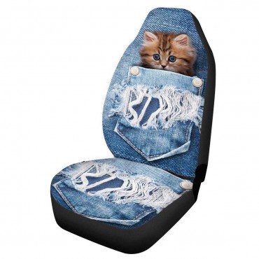 Car Front Seat Cover Protector Cushion Cat Dog Printed Truck Van SUV Universal