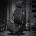 Double PU Leather Car Front Seat Cover with Pillow Universal for Five Seats Car Black and White