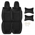 Double PU Leather Car Front Seat Cover with Pillow Universal for Five Seats Car Black and White