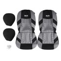 Double Seat Fabric Car Full Surround Front Seat Cover Cushion Protector Chair Pad Universal Black and Grey