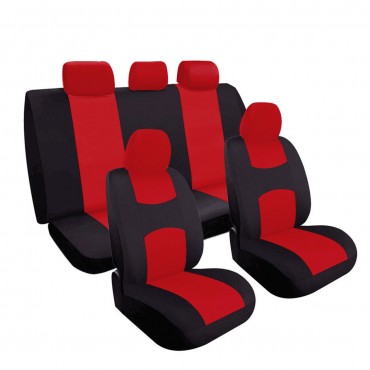 Full Set Black&Red Universal Car Seat Covers Protector Washable Breathable