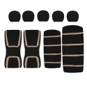 Full Set Car Seat Cover Polyester For Auto Truck SUV 5 Heads Beige&Black