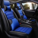 PU Leather Seat Cover Front Rear Full Set with Headrest Waist Cushion Universal for 5-Seat Car