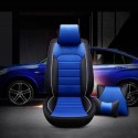 PU Leather Seat Cover Front Rear Full Set with Headrest Waist Cushion Universal for 5-Seat Car