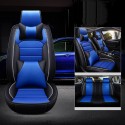 PU Leather Seat Cover Front Rear Full Set with Headrest Waist Cushion Universal for 5-Seat Car