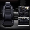 PU Leather Seat Cover Front Rear Full Set with Headrest Waist Cushion Universal for 5-Seat Car