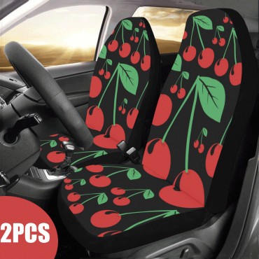 Pair Cherry Full Front Car Seat Cover Polyester Protector Universal Seat Cushion