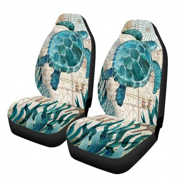 Single / Double Seat Tortoise Universal Printed Car Seat Cover Cushion Cover