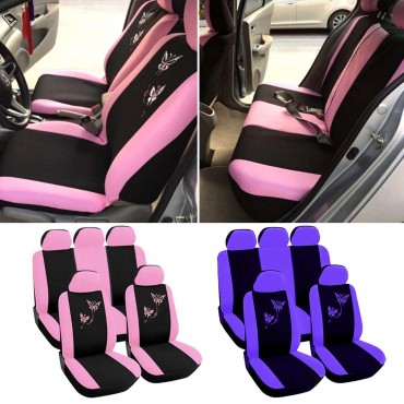 Universal Five Seat Butterfly Printed Car SUV Full Set Seat Cover Protector Cushion Universal