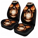 Universal Car Seat Cover Skull Print Front & Rear Cushion Pad Protector Set