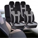 Universal Car Seat Covers Front Rear Protectors 9 Piece Set Washable Grey&Black