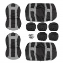 Universal Car Seat Covers Front Rear Protectors 9 Piece Set Washable Grey&Black
