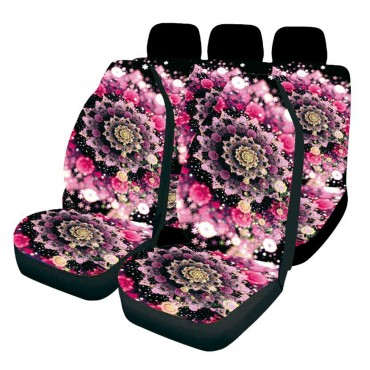Universal Car Seat Covers Pink Fantasy Design Front & Rear Seat Full Covers