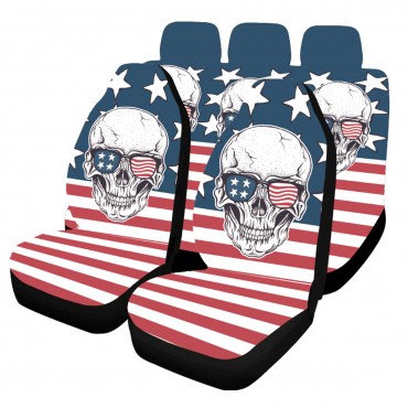 Universal Car Seat Covers Skull Printing Front & Rear Full Set For Car SUV