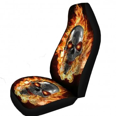 Universal Fire Skull Polyester Car Seat Cover SUV Seat Cushion Protector Mat