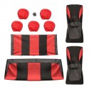 Universal Four Seasons Red Black Fabric Car Seat Covers Protectors 9pc Full Set Airbag Compatible