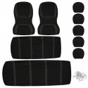 Universal Full Set Car Seat Covers Front Rear Polyester 5 Heads Auto Black