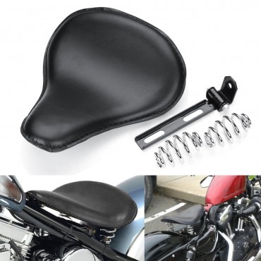 Black Motorcycle Solo Seat W/ Bracket Spring For Harley Bobber Yamaha V Star 1300 1100 950