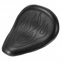 Motorcycle Leather Solo Seat With Mount Spring Bracket Flame Pattern For Harley