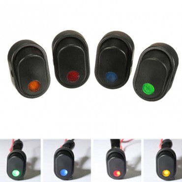 12V 30A 3-Pin SPST ON OFF Rocker Switch with LED Illuminated Light Green/Yellow/Blue/Red/White for Car Van Boat