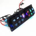 12V 6 Gang LED Rocker Switch Panel ON-OFF Toggle Circuit Breaker for RV Car Marine Boat